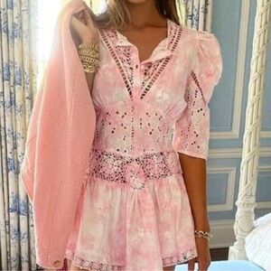 LoveShack Fancy Pink Crochet Dress
